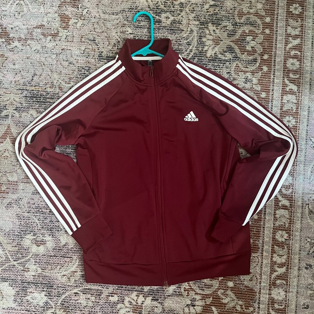Burgundy Adidas track jacket